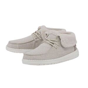 HEY DUDE Herringbone Cream Gray Britt Lace Up Boots Size 6